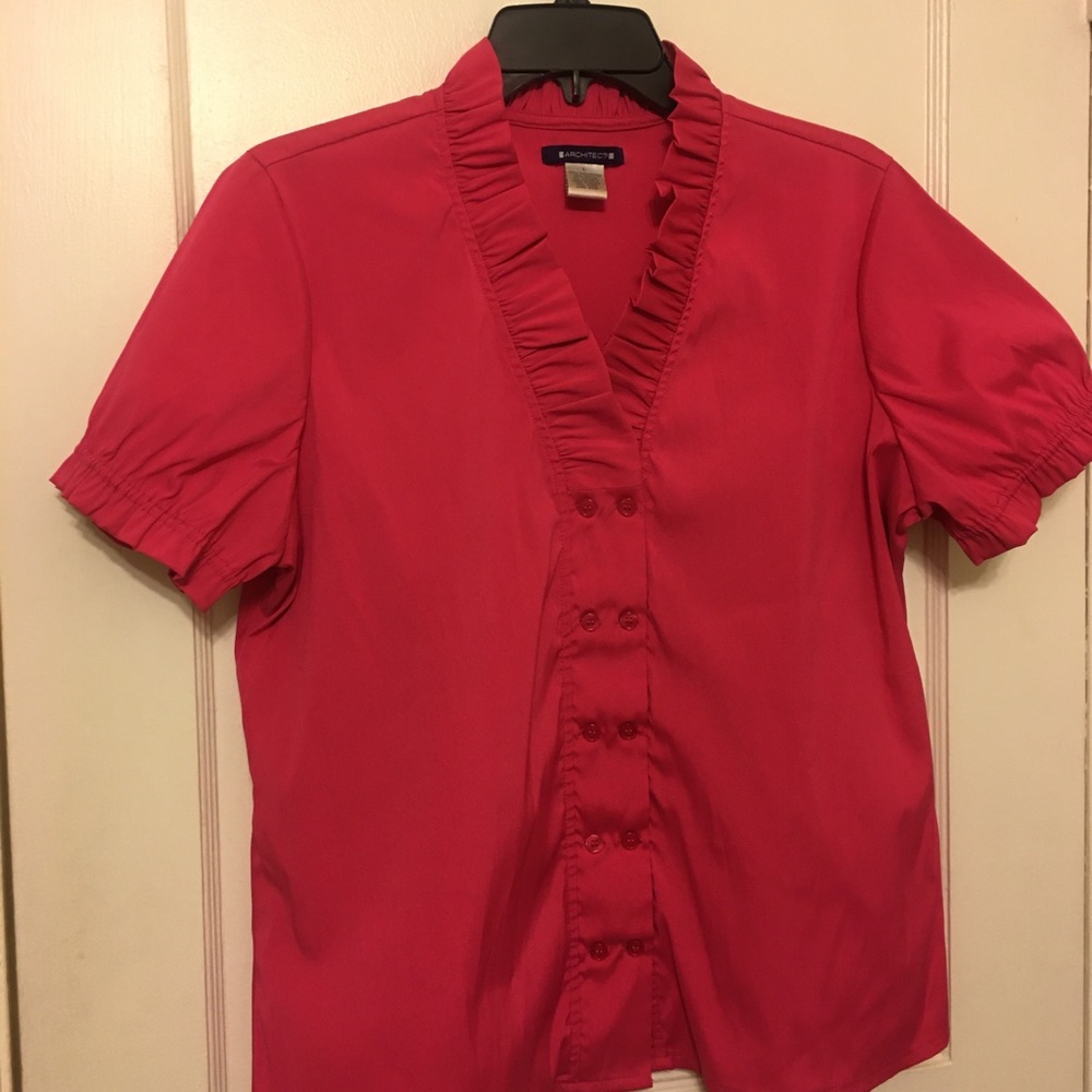 Architect Ruffle Blouse - Fuchsia - Picture 6 of 11